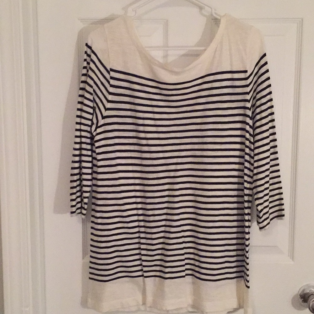 J. Crew Factory Boatneck Navy and White Stripe Tee